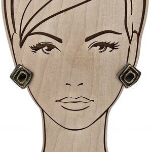 Vintage Modernist Silver Tone Pierced Earrings with Gold Spiral 1-1/4"